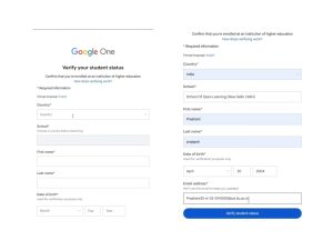 Signup page for Google Gemini AI Pro students